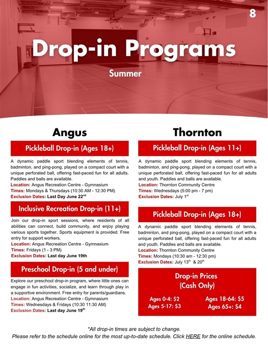 Drop in Programs